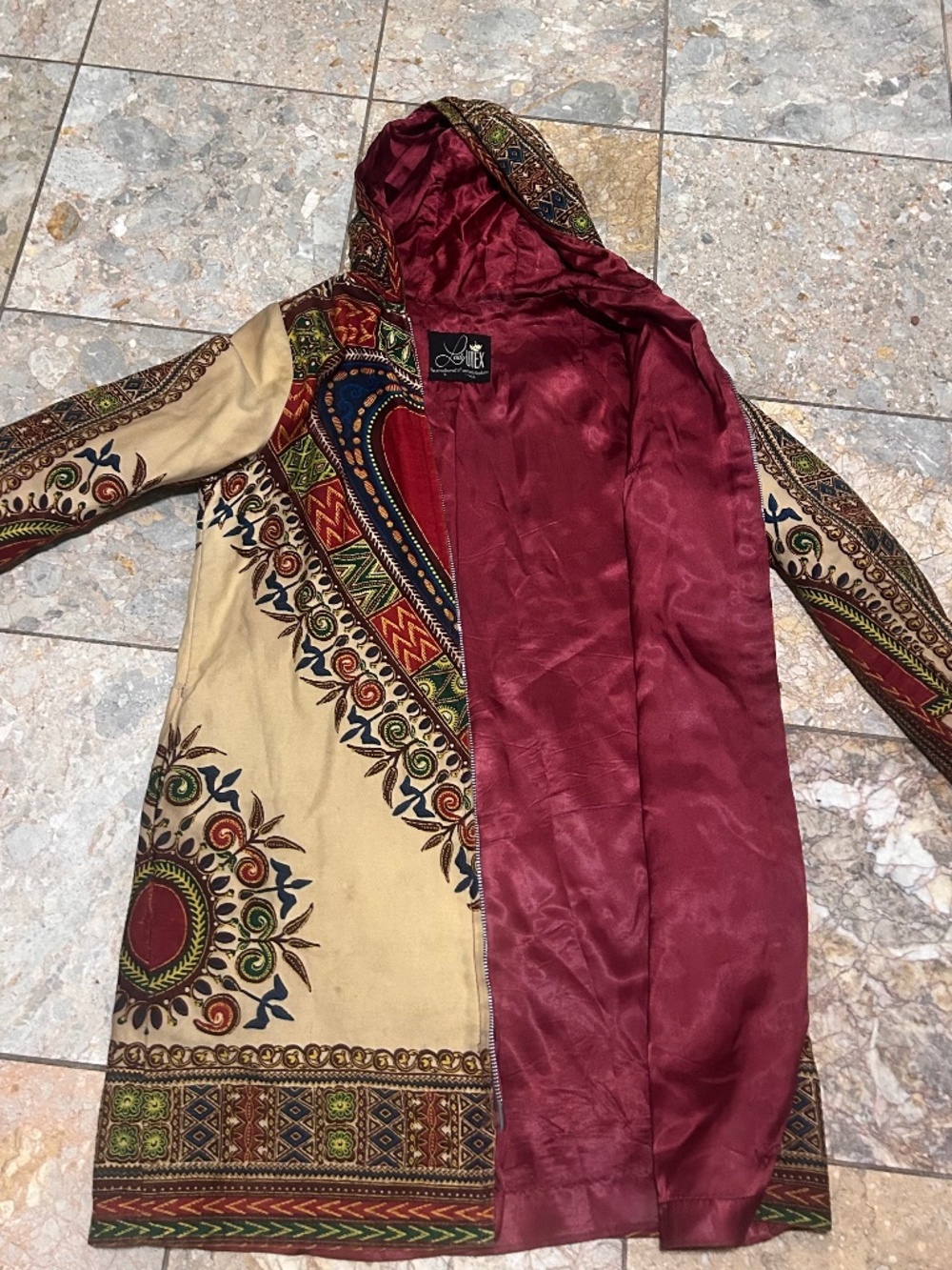 Dashiki print hooded jacket